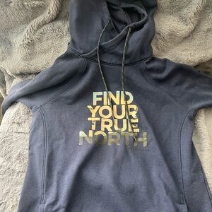 Blue Hoodie with Gold Text